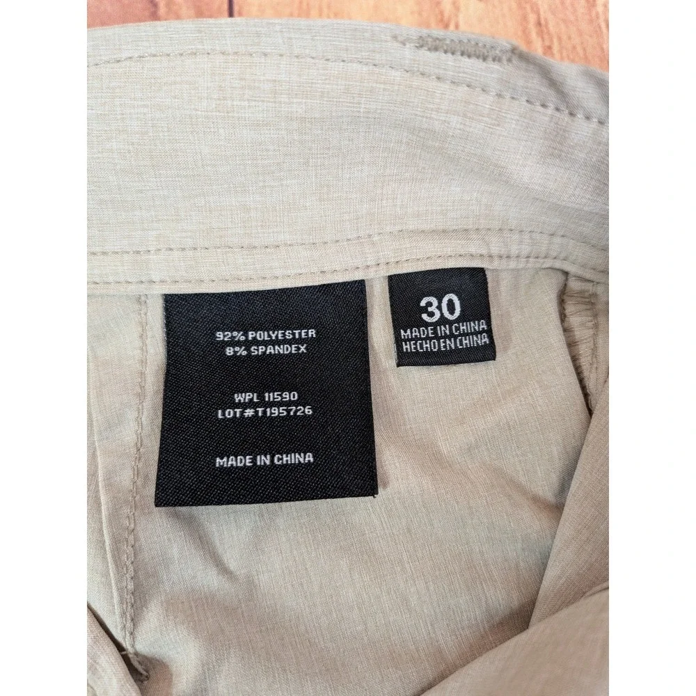 COOLKEEP Mens Khaki Stretch Performance Flat Front Shorts Size‎ 30